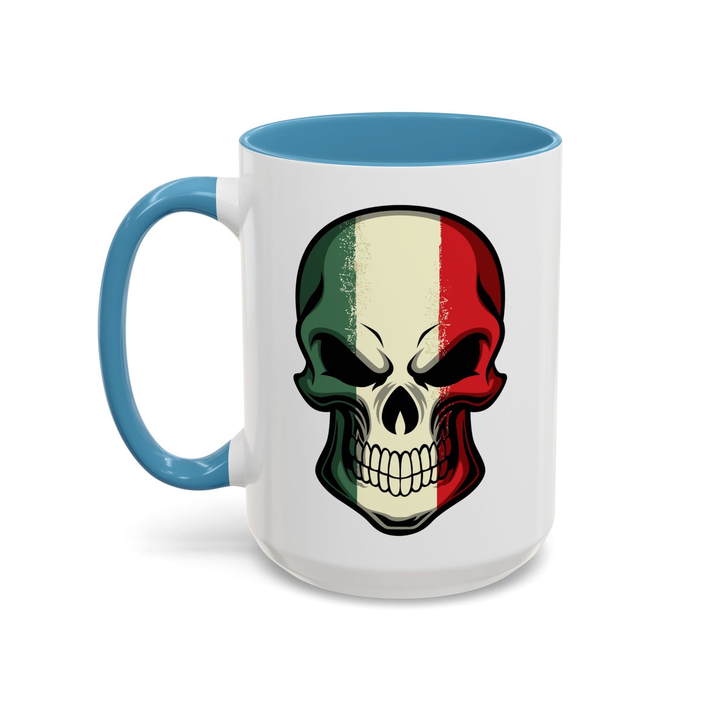 Accent Coffee Mug (11, 15oz) - Red White Green Skull