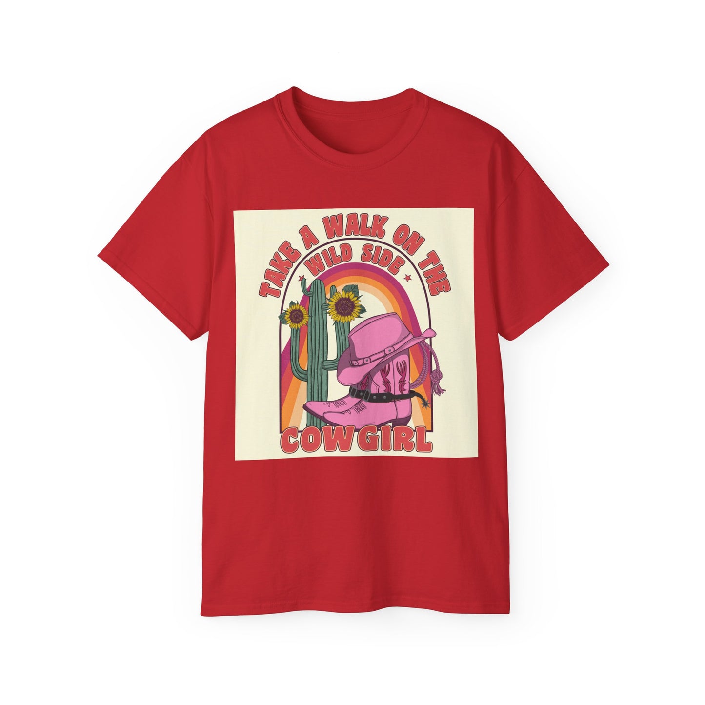 Unisex Ultra Cotton Tee - Cowgirl Sunset Boots & Cactus