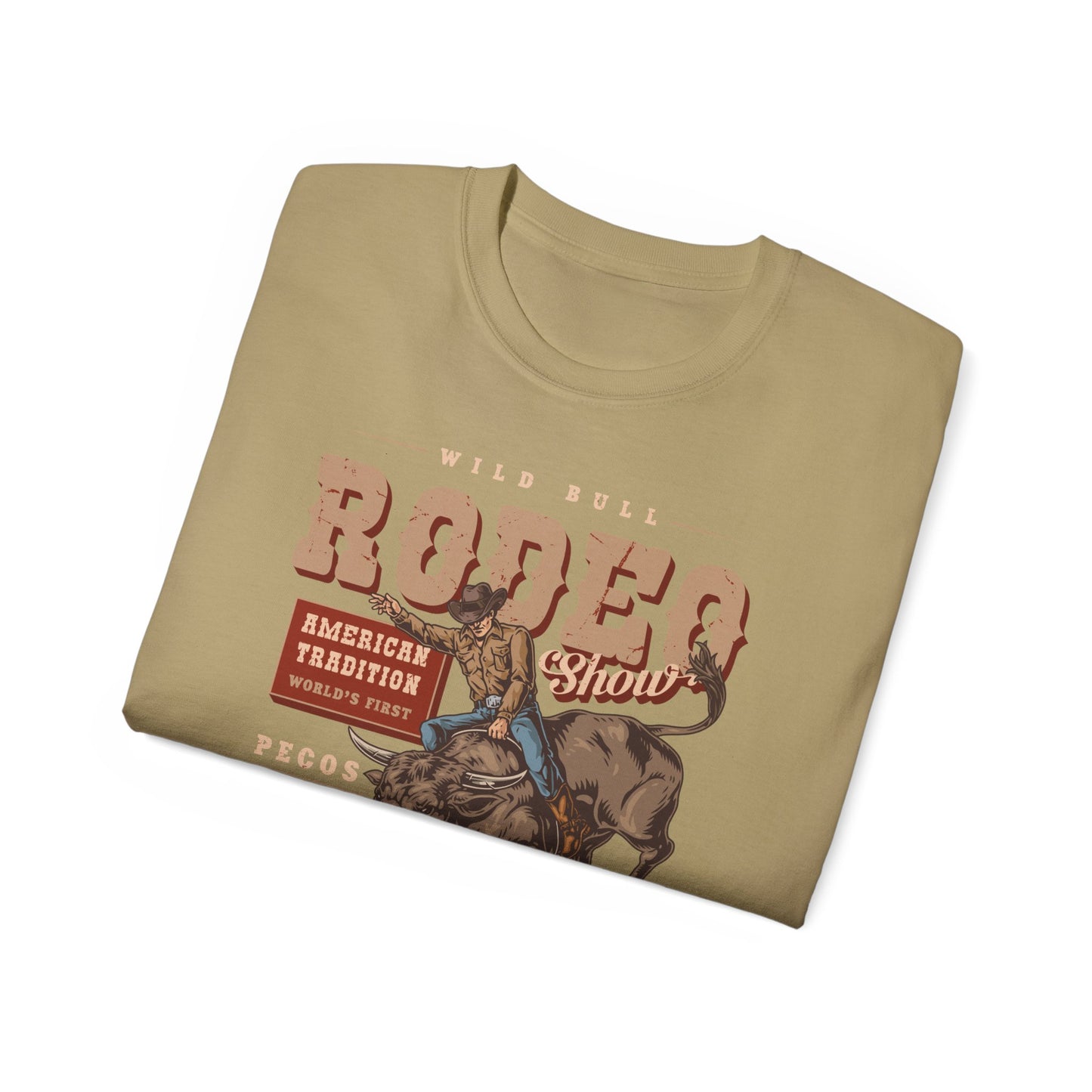 Western Rodeo Cowboy Tee - Fun Casual Shirt for Rodeo Fans, Gift for Country Lovers, Festival Outfit, Everyday Wear, Rodeo Apparel - American Tradition Wild Bull Rodeo Show - Wild West Cowboy, Texas