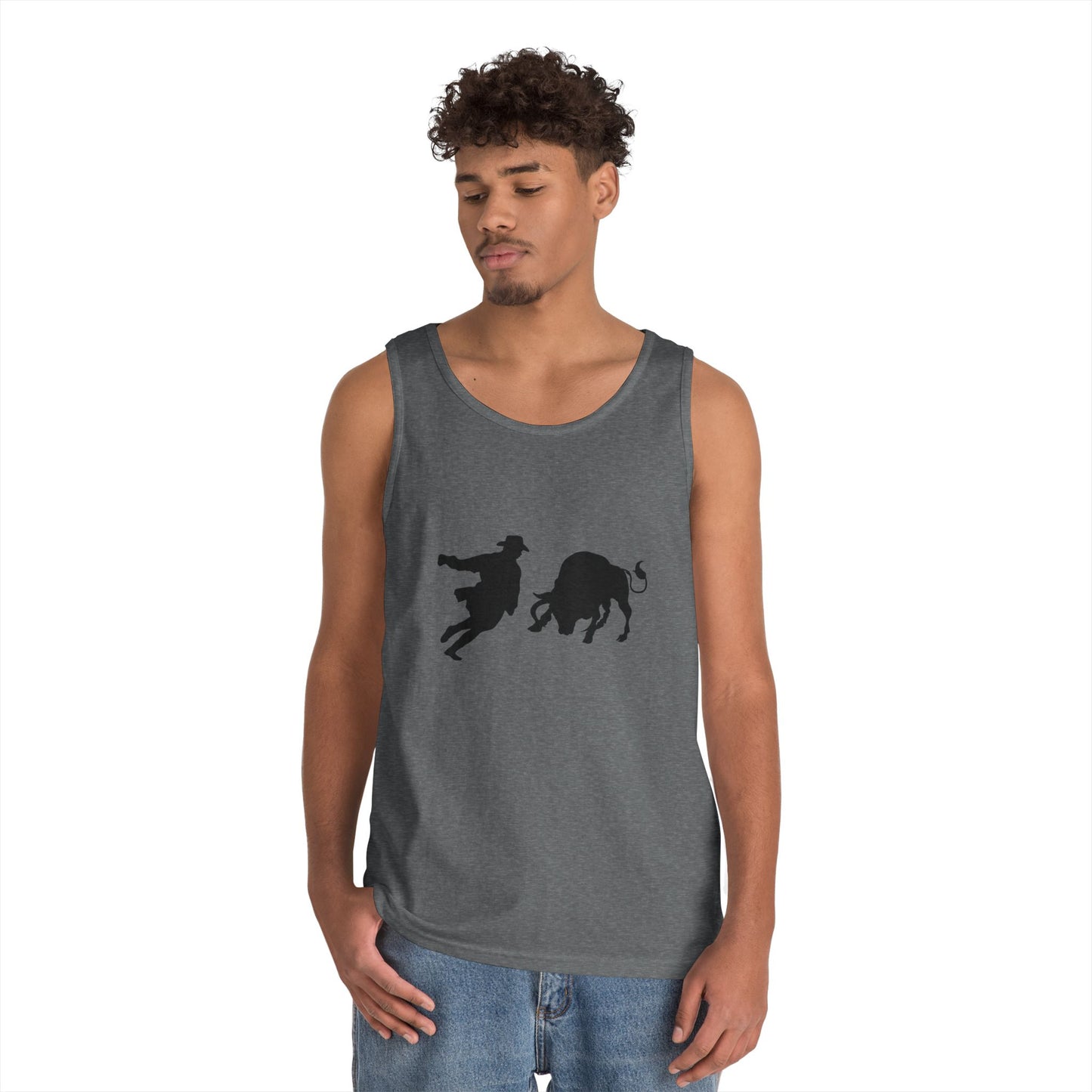 Unisex Heavy Cotton Tank Top - Clown and Bull - Silhouette
