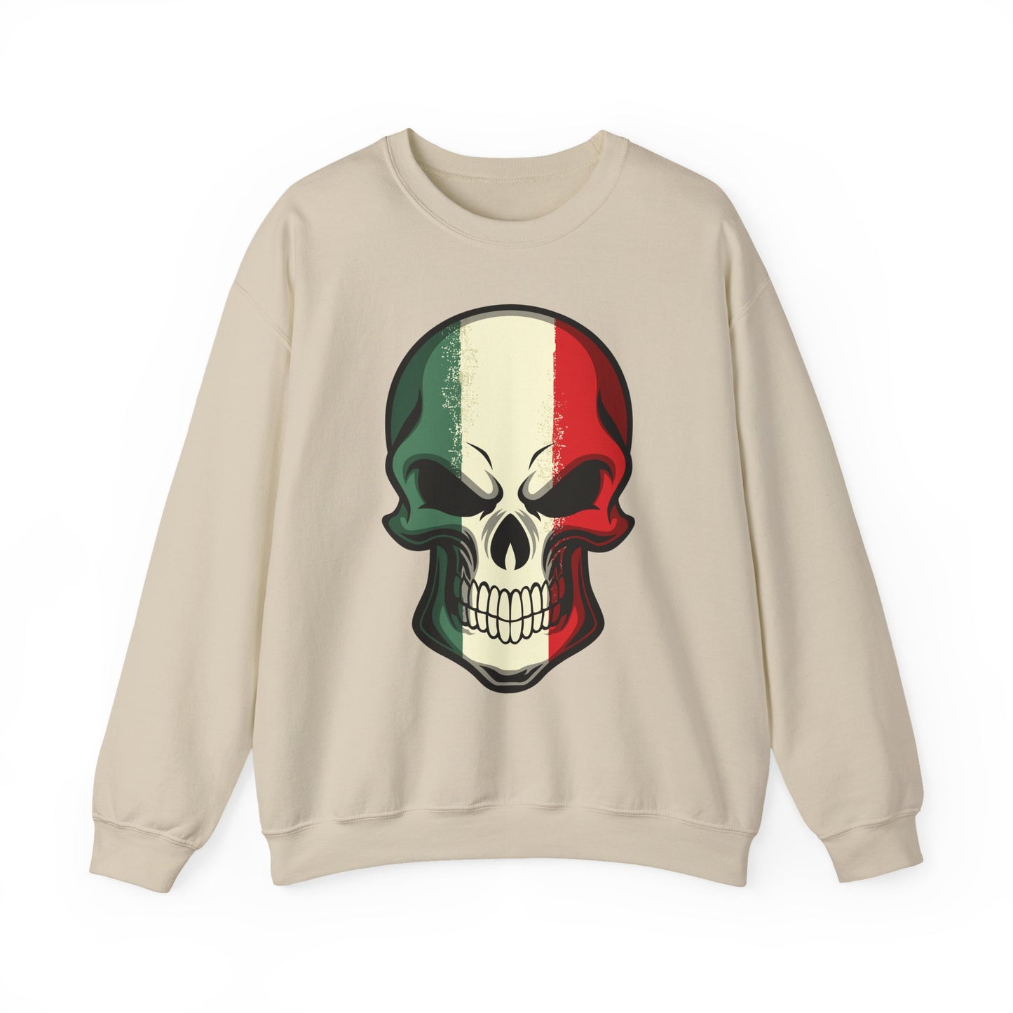 Crewneck Sweatshirt - Red White Green Skull