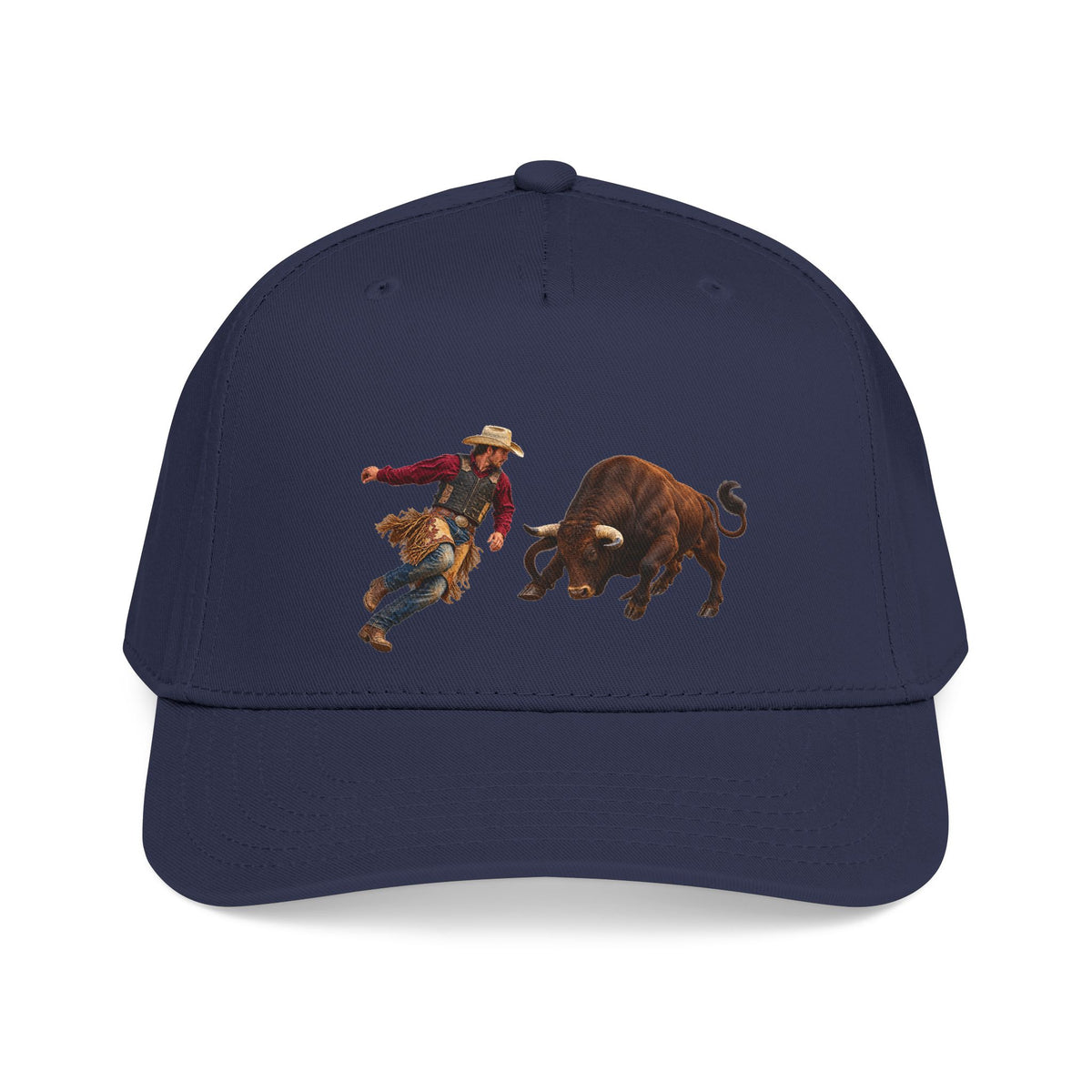 Mid Profile Baseball Cap — Cowboys - Cowboy and Bull - Color - 3D Transparent
