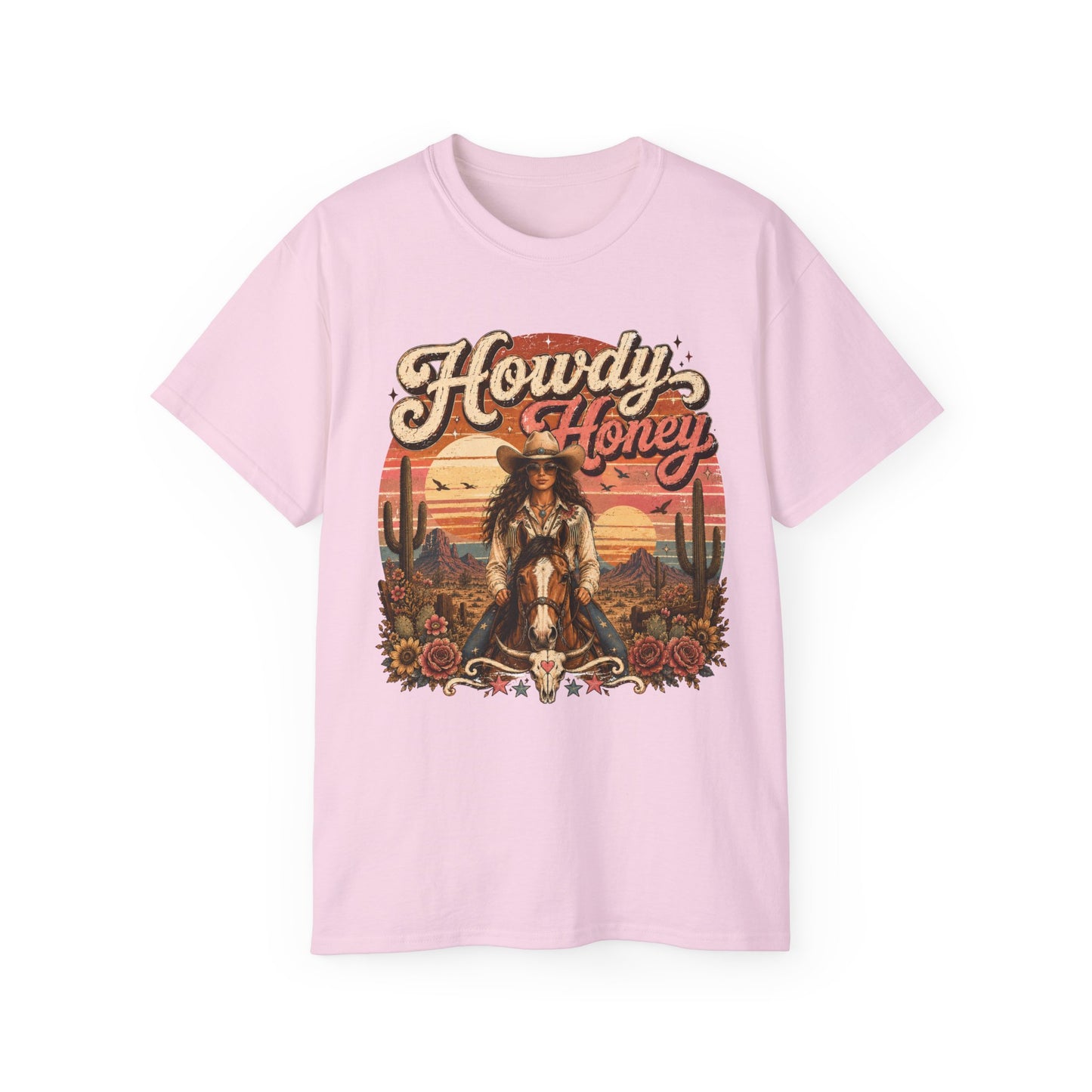 T-Shirt - Howdy honey cowgirl sunset vibes