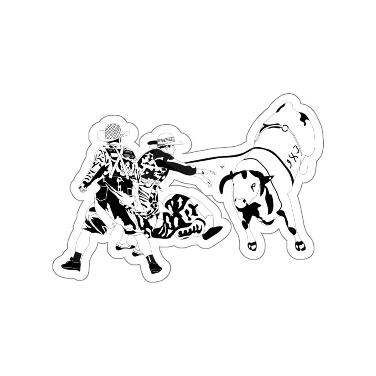 Die-cut stickers - Clowns and Bull - BW