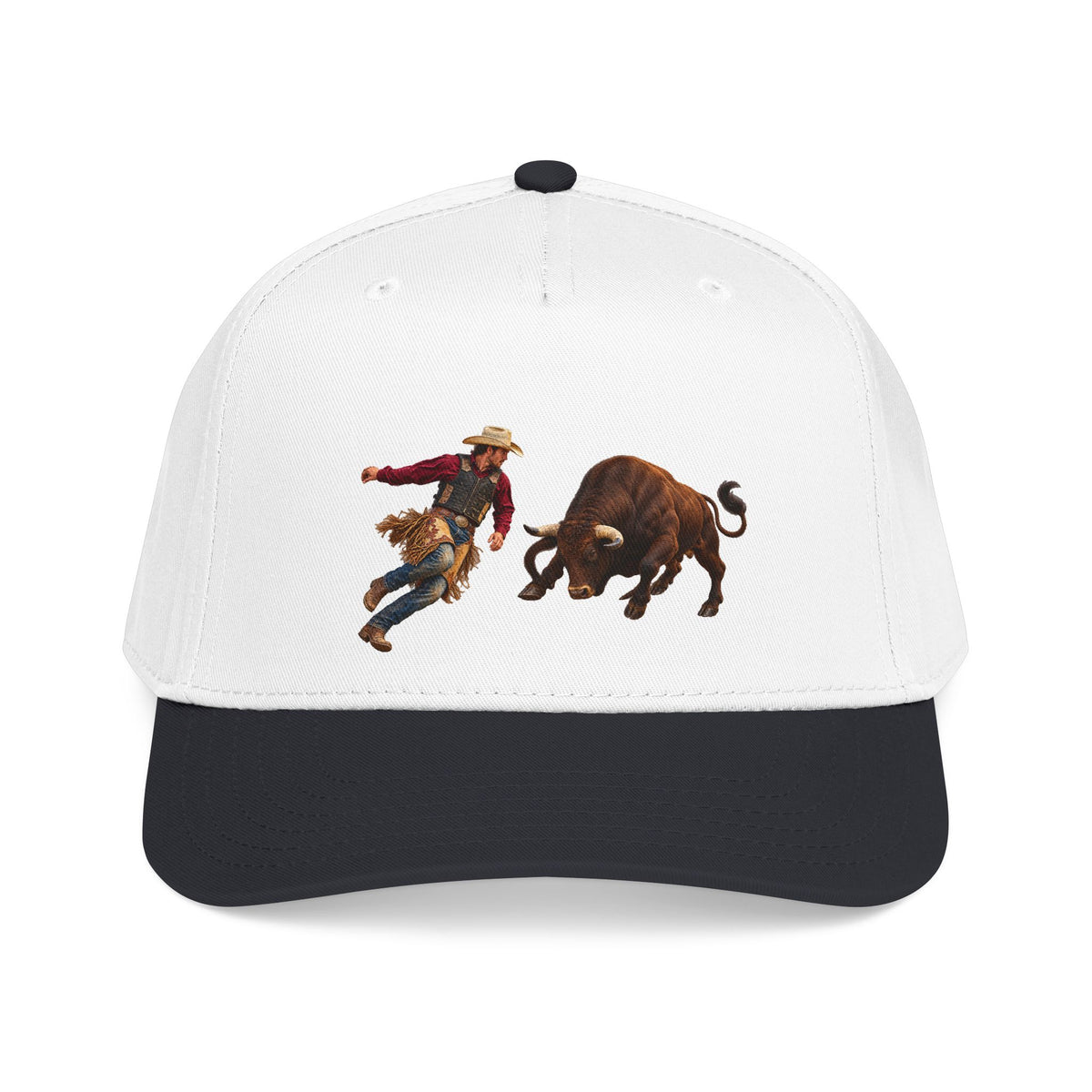 Mid Profile Baseball Cap — Cowboys - Cowboy and Bull - Color - 3D Transparent