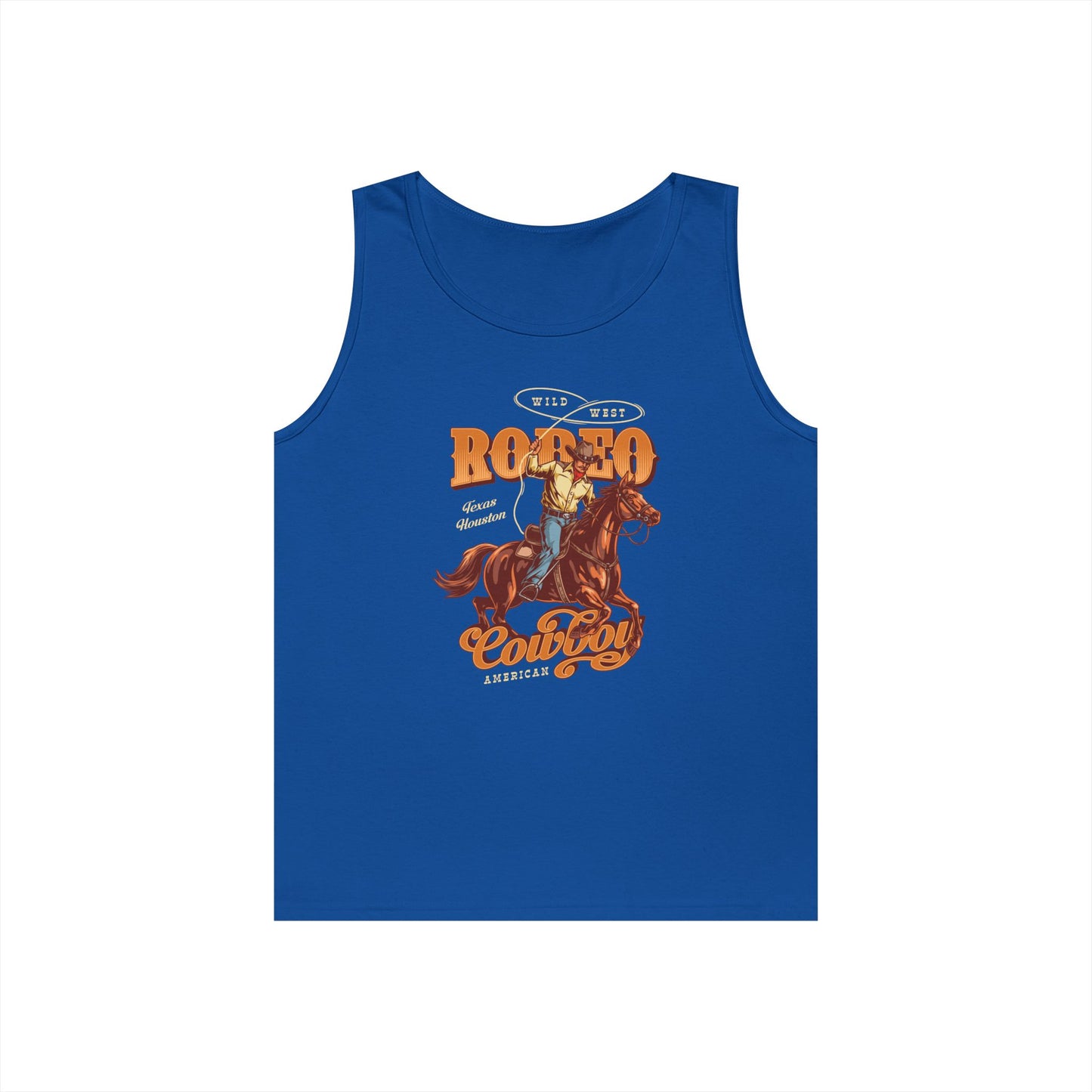 Unisex Heavy Cotton Tank Top - Wild West - Houston, Texas - American Rodeo Cowboy