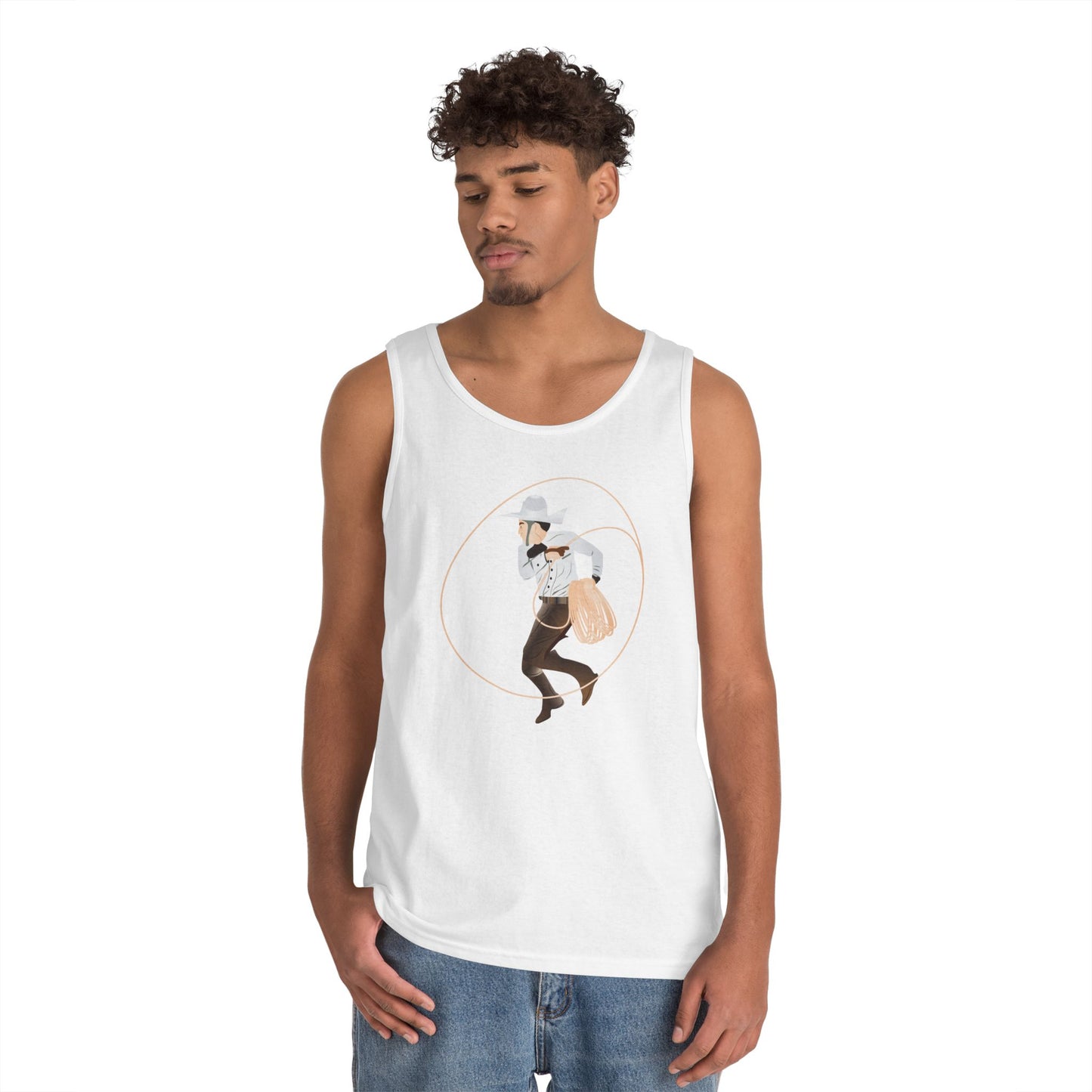 Unisex Heavy Cotton Tank Top - Rodeo - Mexican Cowboy - Lariat