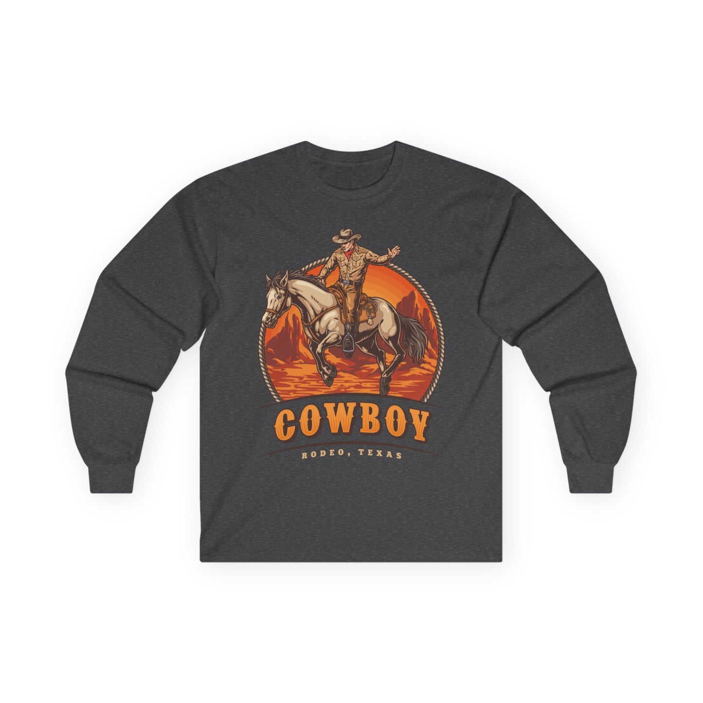 Unisex Ultra Cotton Long Sleeve Tee - Rodeo Cowboy - Texas