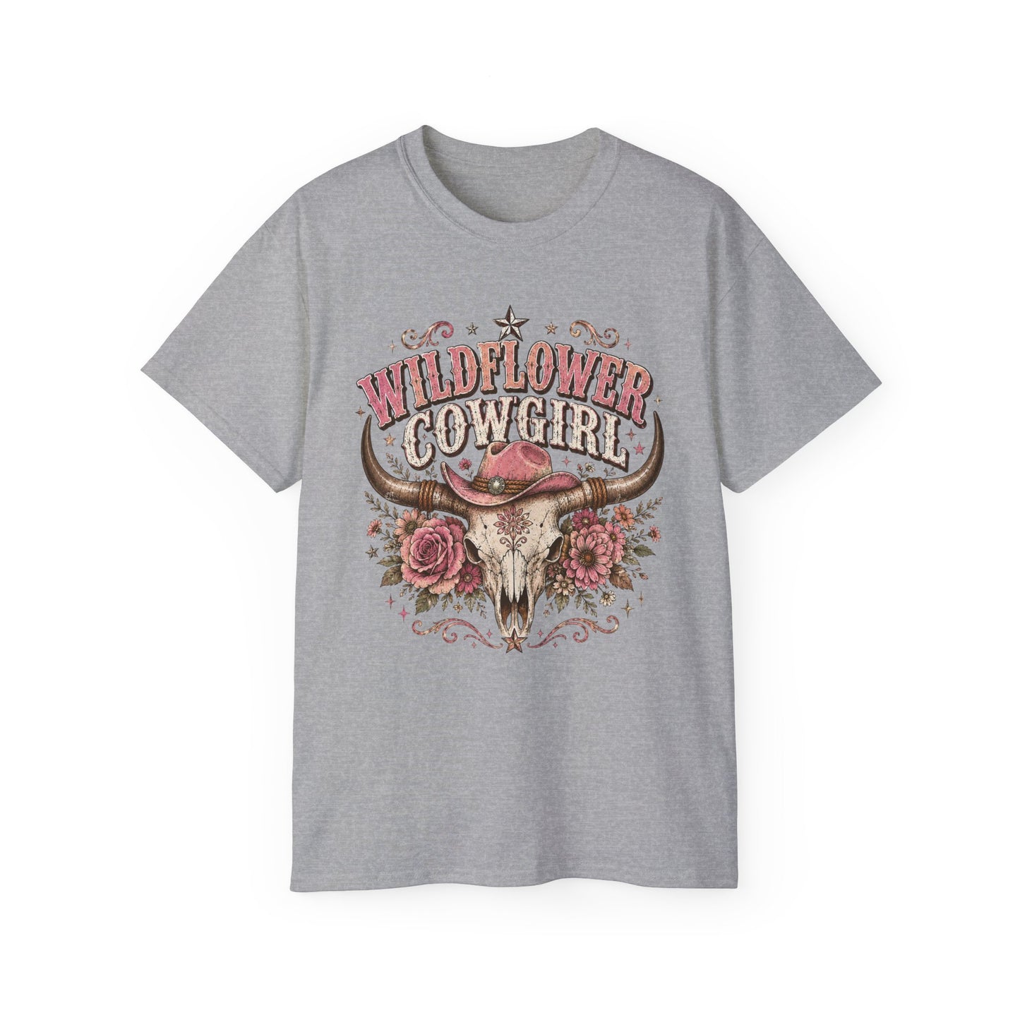 T-Shirt - Wildflower cowgirl with rustic charm
