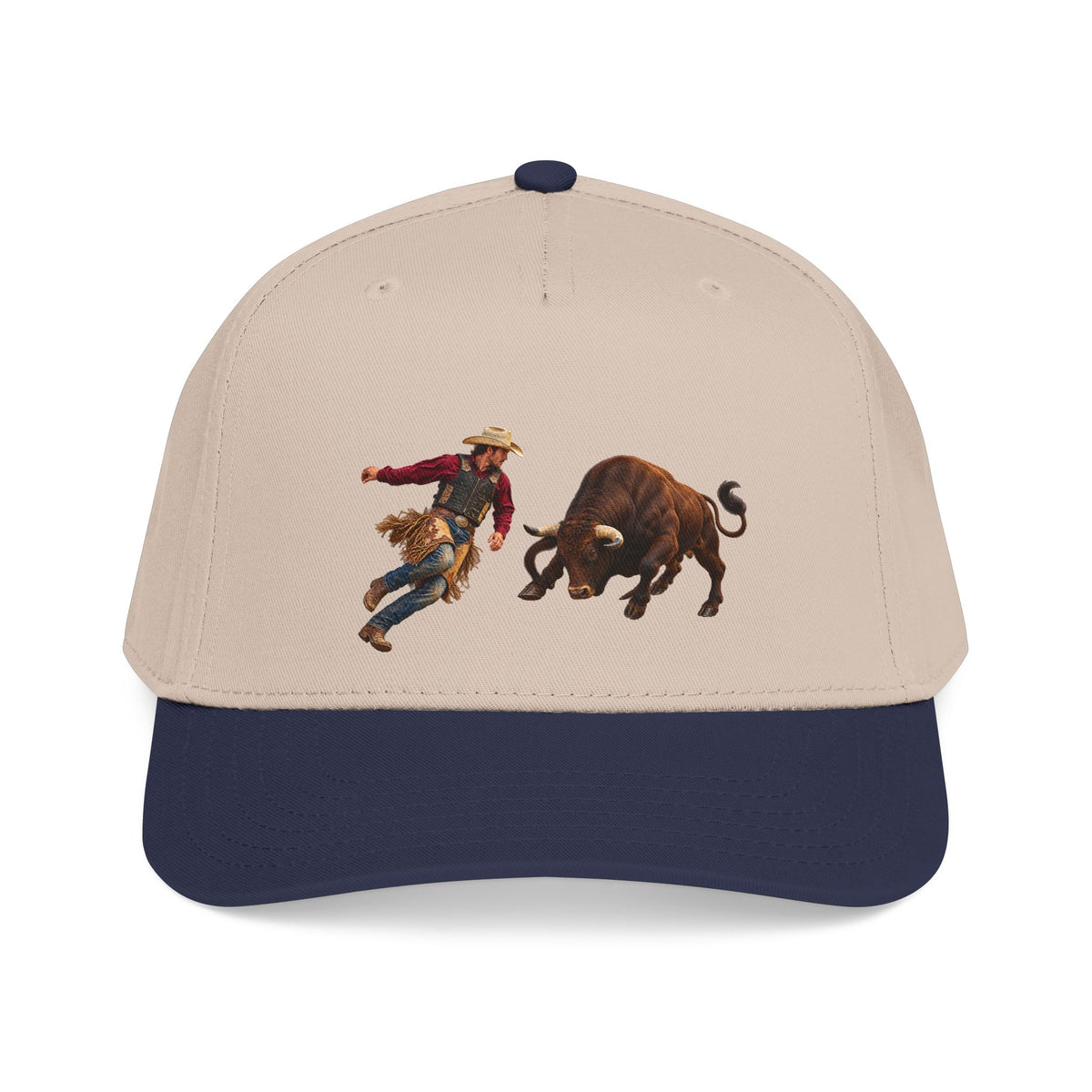 Mid Profile Baseball Cap — Cowboys - Cowboy and Bull - Color - 3D Transparent